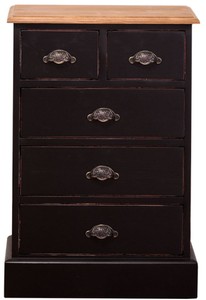 Casa Padrino Landhausstil Schlafzimmer Kommode im Antik Stil in Schwarz / Naturfarben 51 x 30 x H. 74 cm