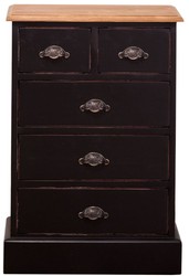 Casa Padrino Cassettiera da camera stile country in stile antico nero / colori naturali 51 x 30 x H. 74 cm