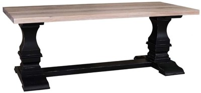 Casa Padrino Country House Style Dining Table Antique Style Black / Natural 210 x 90 x H. 78 cm - Solid Wood Furniture
