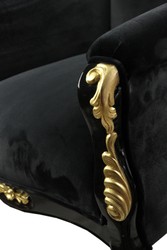 Pompöös di Casa Padrino lusso poltrona barocca Bergere nero / oro con corona d'oro - Poltrona Pompööser barocco progettato da Harald Glööckler Pompöös di Casa Padrino lusso poltrona barocca Bergere nero / oro con corona d'oro - Poltrona Pompööser barocco progettato da Harald Glööckler