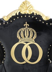 Pompöös di Casa Padrino lusso poltrona barocca Bergere nero / oro con corona d'oro - Poltrona Pompööser barocco progettato da Harald Glööckler Pompöös di Casa Padrino lusso poltrona barocca Bergere nero / oro con corona d'oro - Poltrona Pompööser barocco progettato da Harald Glööckler