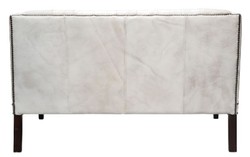 Casa Padrino Sofá de lujo de 2 plazas en cuero auténtico estilo Chesterfield Vintage Blanco / Negro 135 x 79 x H. 84 cm