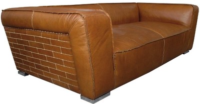 Casa Padrino Sofá de lujo Columbia Marrón 228 x 112 x Al. 67 cm - Muebles de cuero genuino estilo inglés Casa Padrino Sofá de lujo Columbia Marrón 228 x 112 x Al. 67 cm - Muebles de cuero genuino estilo inglés