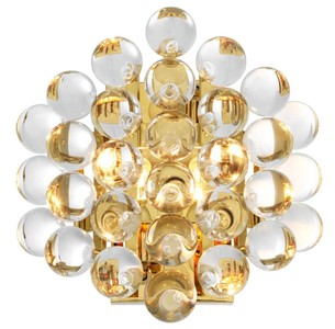 Casa Padrino Lámpara de Pared de Lujo Oro 24,5 x 15 x H. 24 cm - Iluminación Elegante de Hierro y Vidrio