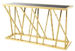 Casa Padrino Consola de Lujo Oro / Negro - Elegante mesa consola de acero inoxidable y vidrio - 139,5 x 40 x H. 78 cm