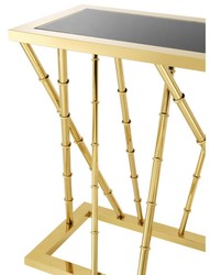 Casa Padrino Consola de Lujo Oro / Negro - Elegante mesa consola de acero inoxidable y vidrio - 139,5 x 40 x H. 78 cm