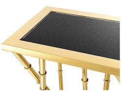 Casa Padrino Consola de Lujo Oro / Negro - Elegante mesa consola de acero inoxidable y vidrio - 139,5 x 40 x H. 78 cm