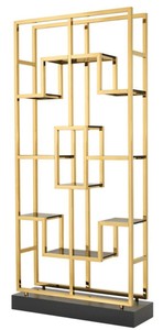 Casa Padrino Estantería de lujo para salón Oro / Negro 108 x 29 x H. 240 cm