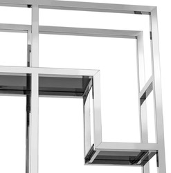 Casa Padrino Estantería de lujo para salón Plata / Negro - 108 x 29 x H. 240 cm