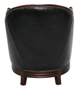 Casa Padrino Luxus Sessel im englischen Stil Schwarz / Dunkelbraun 65 x 74 x H. 74 cm - Echtleder Wohnzimmermöbel