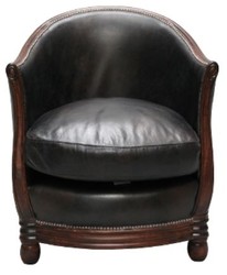 Casa Padrino Luxury Armchair in English Style Black / Dark Brown 65 x 74 x H. 74 cm - Genuine Leather Living Room Furniture