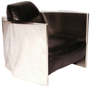 Casa Padrino Real Leather Club Chair Vintage Black / Silver, 68 x 89 x H. 73 cm Casa Padrino Real Leather Club Chair Vintage Black / Silver, 68 x 89 x H. 73 cm