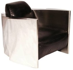 Casa Padrino Real Leather Club Chair Vintage Black / Silver, 68 x 89 x H. 73 cm