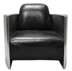 Casa Padrino Real Leather Club Chair Vintage Black / Silver, 68 x 89 x H. 73 cm