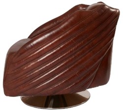 Casa Padrino Poltrona Girevole di Lusso Design Art Déco - Marrone Scuro / Argento - 69 x 97 x H. 79 cm