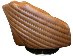 Casa Padrino Sillón giratorio de lujo diseño Art Déco Marrón claro / Plata 69 x 97 x H. 79 cm