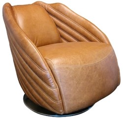 Casa Padrino Sillón giratorio de lujo diseño Art Déco Marrón claro / Plata 69 x 97 x H. 79 cm