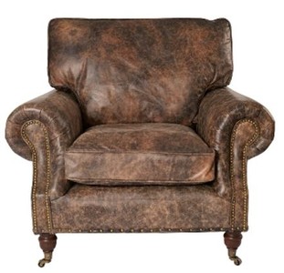 Casa Padrino Luxury Genuine Leather Armchair English Style Vintage Brown 106 x 105 x H. 93 cm