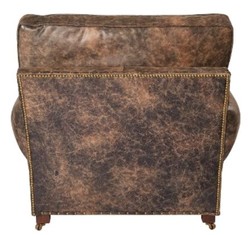 Casa Padrino Sillón de lujo en cuero genuino estilo inglés Marrón Vintage 106 x 105 x H. 93 cm