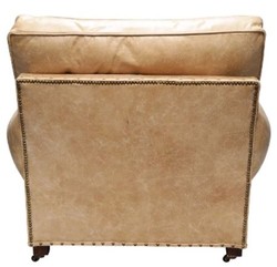 Casa Padrino Poltrona di Lusso in Vera Pelle Vintage Beige 106 x 105 x H. 93 cm - Mobili Art Déco