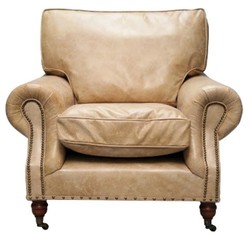 Casa Padrino Poltrona di Lusso in Vera Pelle Vintage Beige 106 x 105 x H. 93 cm - Mobili Art Déco