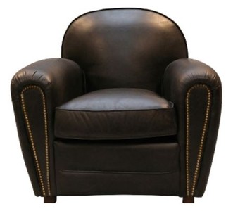 Casa Padrino Luxury Genuine Leather Armchair in English Style Black 88 x 76 x H. 88 cm