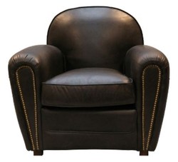 Casa Padrino Fauteuil de luxe en cuir véritable style anglais Noir 88 x 76 x H. 88 cm