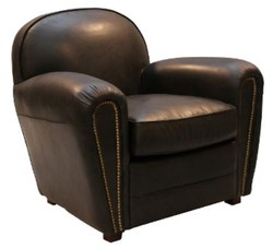 Casa Padrino Fauteuil de luxe en cuir véritable style anglais Noir 88 x 76 x H. 88 cm