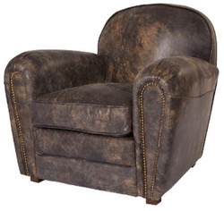 Casa Padrino Sillón de lujo de cuero auténtico estilo inglés vintage marrón oscuro 88 x 76 x H. 88 cm