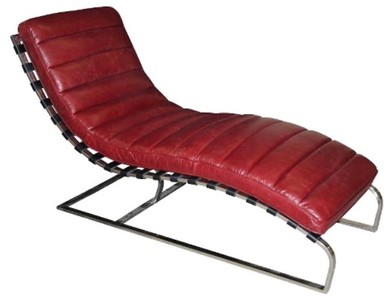 Casa Padrino Luxury Genuine Leather Lounge Chair / Chaise Longue Red 140 x 59 x H. 82 cm - Art Deco Style Casa Padrino Luxury Genuine Leather Lounge Chair / Chaise Longue Red 140 x 59 x H. 82 cm - Art Deco Style
