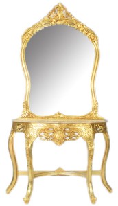 casa padrino barock barockstil konsole spiegelkonsole schminkkonsole Möbel Furniture Spiegel Barockkonsole Console Mirror Gold Leaf Blattgold Barockspiegel