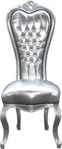 Casa Padrino chaise trône baroque reine Anne d'argent / argent - haut fauteuil Casa Padrino chaise trône baroque reine Anne d'argent / argent - haut fauteuil
