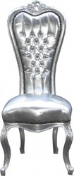 Casa Padrino chaise trône baroque reine Anne d'argent / argent - haut fauteuil