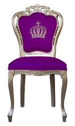 Casa Padrino Sedia da pranzo barocca di lusso di Harald Glööckler design Pompöös - Viola / Oro - 48 x 54 x 105 cm Casa Padrino Sedia da pranzo barocca di lusso di Harald Glööckler design Pompöös - Viola / Oro - 48 x 54 x 105 cm