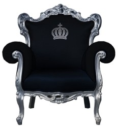 Casa Padrino Fauteuil Baroque Pompöös par Harald Glööckler Noir / Argent - 95 x 80 x 105 cm Casa Padrino Fauteuil Baroque Pompöös par Harald Glööckler Noir / Argent - 95 x 80 x 105 cm