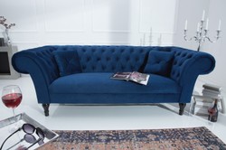 Sofá Chesterfield Casa Padrino en azul 225 x 90 x H 79 cm - Sofá Chesterfield de diseño Sofá Chesterfield Casa Padrino en azul 225 x 90 x H 79 cm - Sofá Chesterfield de diseño