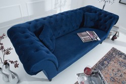 Sofá Chesterfield Casa Padrino en azul 225 x 90 x H 79 cm - Sofá Chesterfield de diseño Sofá Chesterfield Casa Padrino en azul 225 x 90 x H 79 cm - Sofá Chesterfield de diseño