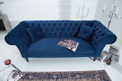 Sofá Chesterfield Casa Padrino en azul 225 x 90 x H 79 cm - Sofá Chesterfield de diseño Sofá Chesterfield Casa Padrino en azul 225 x 90 x H 79 cm - Sofá Chesterfield de diseño