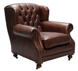Casa Padrino Luxus Echtleder Sessel Ardingley Dunkelbraun casa padrino luxus hotel club wohnzimmer leder echtleder chesterfield sessel möbel
