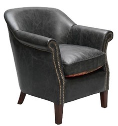 Casa Padrino Fauteuil de luxe en cuir véritable style anglais Noir 75 x 75 x H. 78 cm Casa Padrino Fauteuil de luxe en cuir véritable style anglais Noir 75 x 75 x H. 78 cm