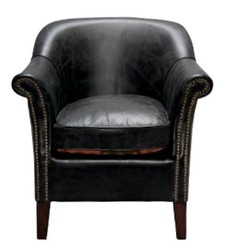 Casa Padrino Fauteuil de luxe en cuir véritable style anglais Noir 75 x 75 x H. 78 cm Casa Padrino Fauteuil de luxe en cuir véritable style anglais Noir 75 x 75 x H. 78 cm