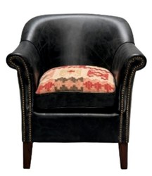 Casa Padrino Fauteuil de luxe en cuir véritable style anglais Noir 75 x 75 x H. 78 cm Casa Padrino Fauteuil de luxe en cuir véritable style anglais Noir 75 x 75 x H. 78 cm