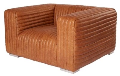 Casa Padrino Luxury Genuine Leather Armchair English Style Brown 127 x 110 x H. 67 cm