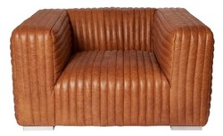 Casa Padrino Luxury Genuine Leather Armchair English Style Brown 127 x 110 x H. 67 cm