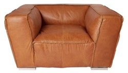 Casa Padrino Poltrona di lusso in vera pelle stile inglese Marrone 131 x 110 x H. 67 cm