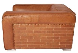 Casa Padrino Poltrona di lusso in vera pelle stile inglese Marrone 131 x 110 x H. 67 cm