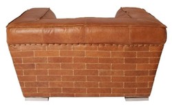 Casa Padrino Poltrona di lusso in vera pelle stile inglese Marrone 131 x 110 x H. 67 cm