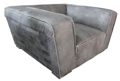 Casa Padrino Luxury Genuine Leather Armchair in English Style Grey - 131 x 110 x H. 67 cm