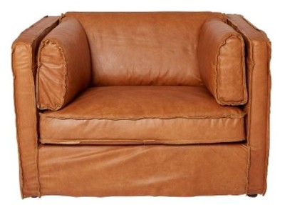 Casa Padrino Luxury Leather Armchair in English Style, Cowhide Leather in Brown, 106 x 99 x H. 73 cm