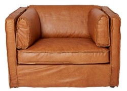 Casa Padrino Sillón de lujo en cuero estilo inglés, cuero vacuno marrón, 106 x 99 x H. 73 cm